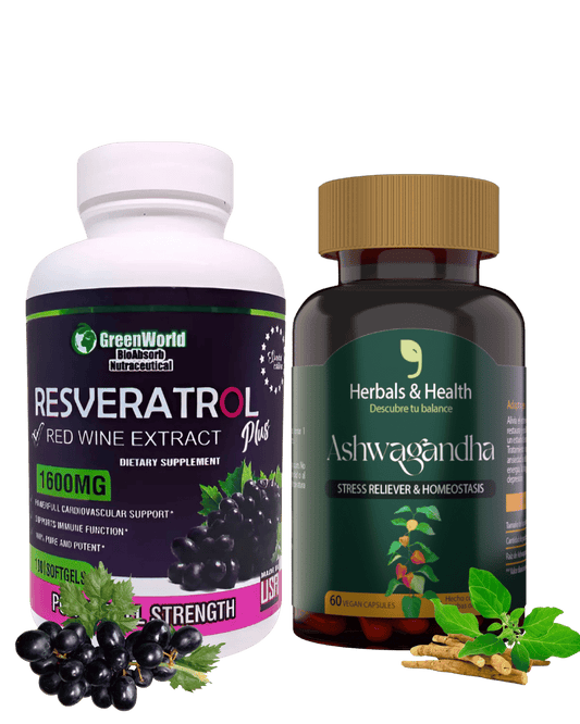 Resveratrol +  ashwagandha Combo (longevidad y bienestar)